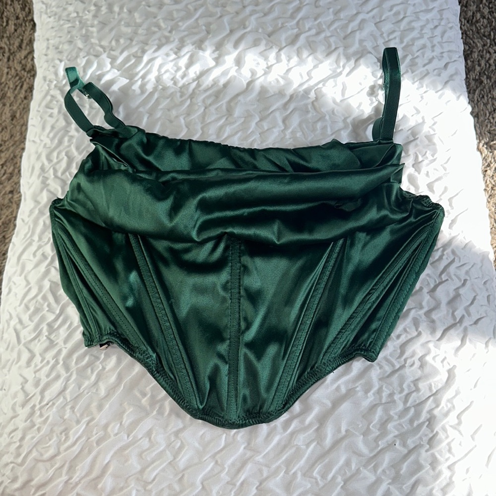 Emerald green silk top